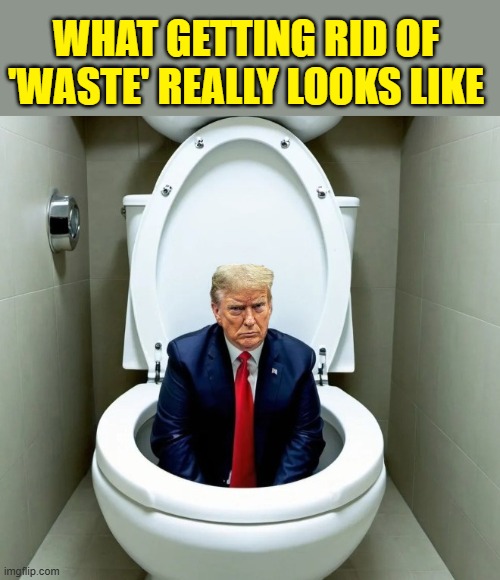 Flush Twice - It's a Long Way To Russia... | WHAT GETTING RID OF 'WASTE' REALLY LOOKS LIKE | image tagged in donald trump the clown,trump is a moron,trump putin,dumptrump,impeach trump | made w/ Imgflip meme maker