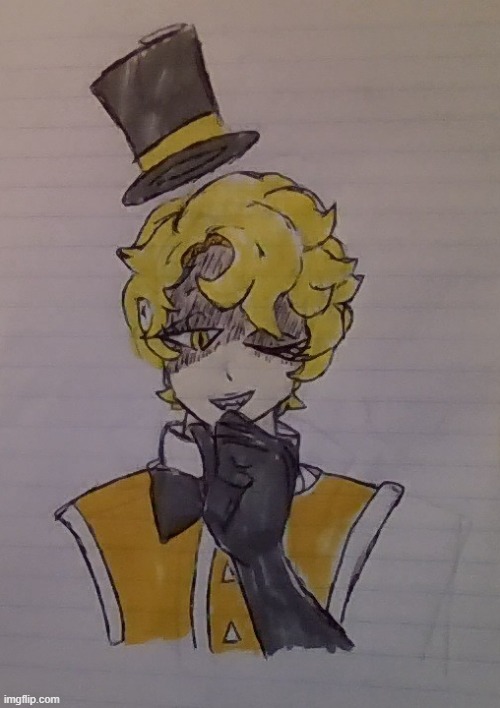 *shyly postes my semi-finished Bill Cipher human art) | made w/ Imgflip meme maker