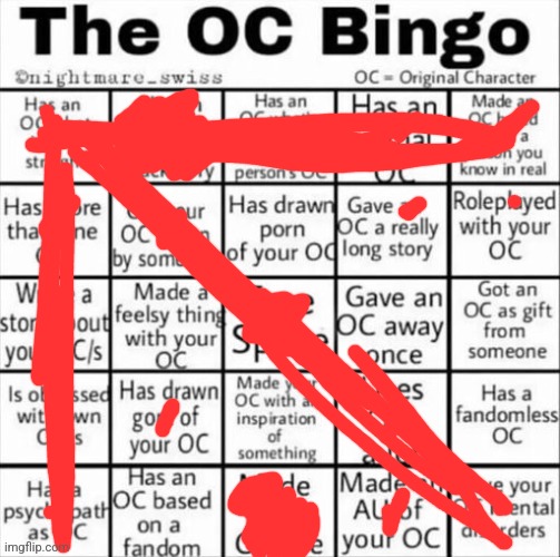 The OC bingo | image tagged in the oc bingo | made w/ Imgflip meme maker