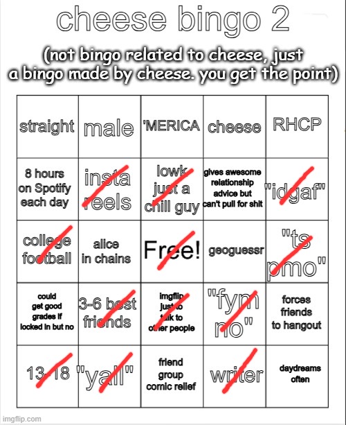 Cheese Bingo 2 | image tagged in cheese bingo 2 | made w/ Imgflip meme maker