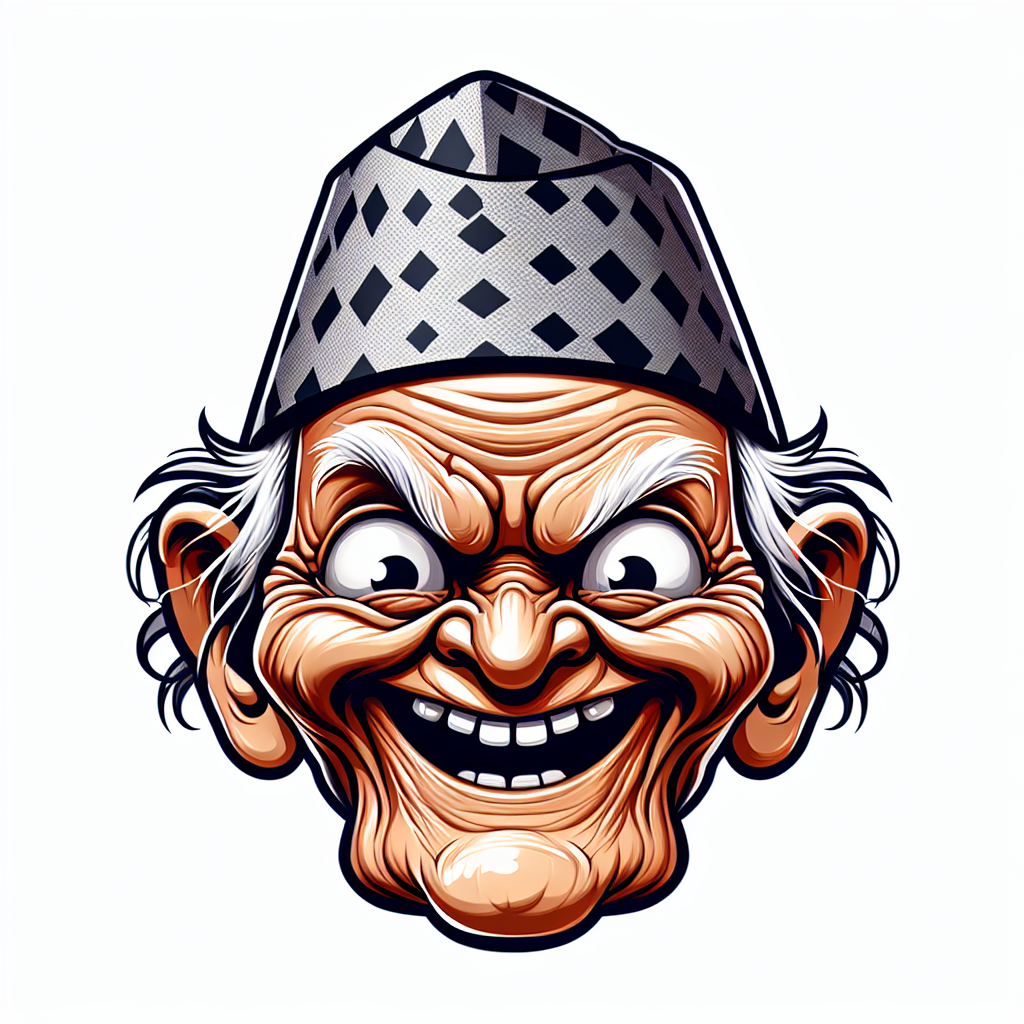 an old face wiith nepali dhakatopi on its head with cartoonish m Blank Meme Template