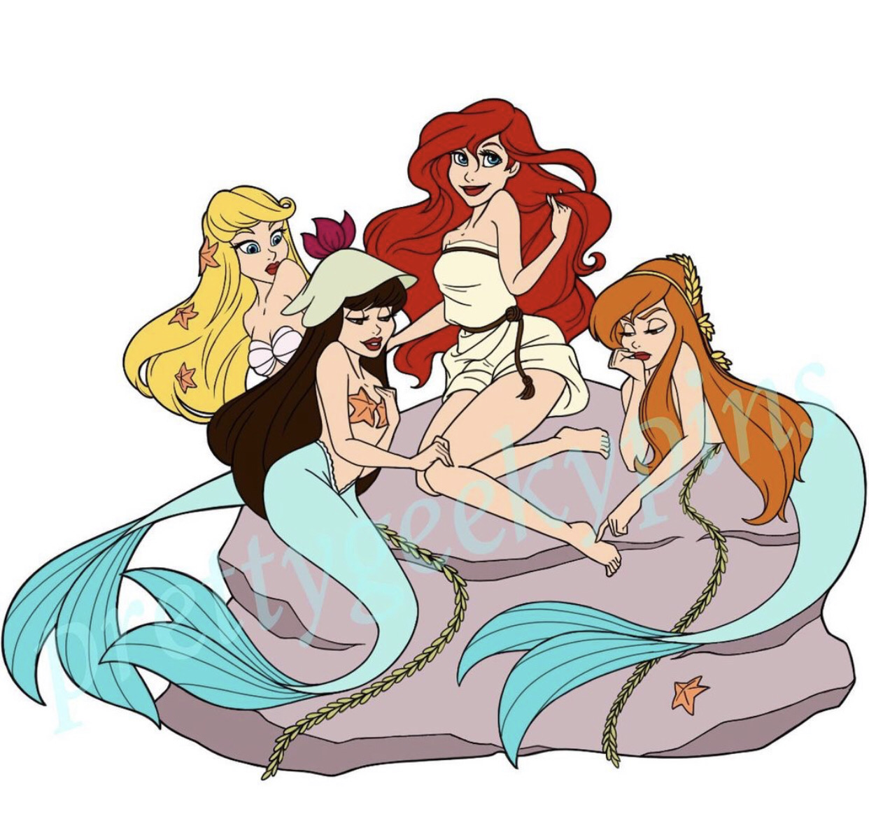 ariel and the mermaids Blank Meme Template