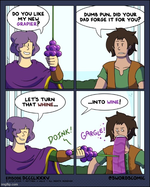 image tagged in swords,grape,rapier,whine,wine,puns | made w/ Imgflip meme maker