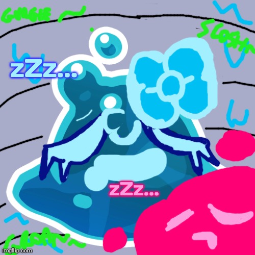 Blue Raspberry Slime Girl & Cherry Slime Boy Sleeping in MegaMan's Belly | zZz... zZz... | image tagged in slime girl,slime inflation,megaman,vore,male pred,megaman upon a star | made w/ Imgflip meme maker