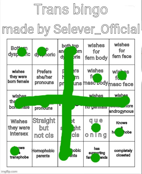 Trans Bingo | image tagged in trans bingo | made w/ Imgflip meme maker