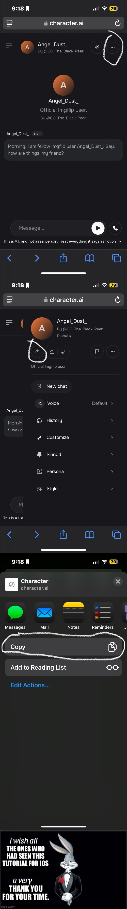 Tutorial to properly share c.ai characters. | image tagged in i wish all x a very y,character ai,iphone,tutorial | made w/ Imgflip meme maker