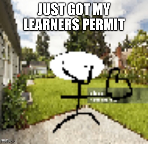 hapopy guy | JUST GOT MY LEARNERS PERMIT | image tagged in hapopy guy | made w/ Imgflip meme maker