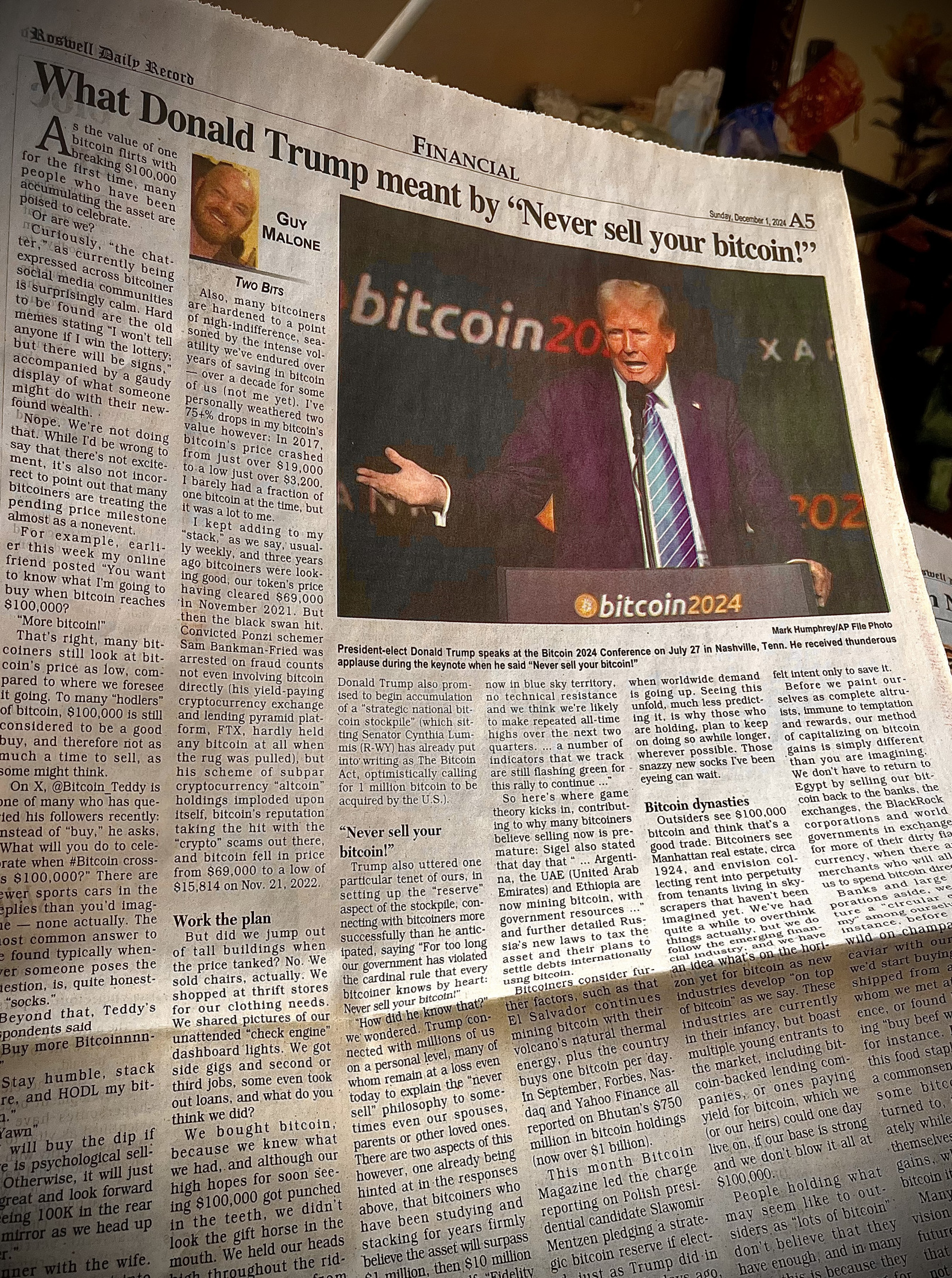 Trump:  Never Sell Your Bitcoin Blank Meme Template