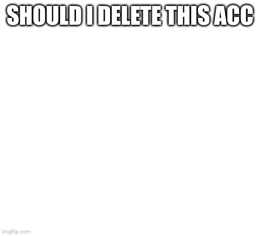 Blank | SHOULD I DELETE THIS ACC | image tagged in blank | made w/ Imgflip meme maker