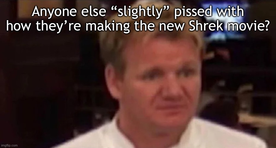 Like, where are the two other triplets? | Anyone else “slightly” pissed with how they’re making the new Shrek movie? | image tagged in disgusted gordon ramsay | made w/ Imgflip meme maker