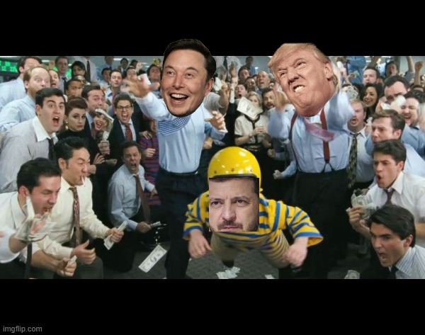 Midget tossing Zelensky out of the White House | image tagged in zelensky,donald trump,elon musk,wolf of wall street | made w/ Imgflip meme maker