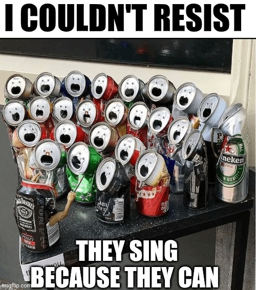 I Couldn't Resist They Sing Because They Can | I COULDN'T RESIST; THEY SING BECAUSE THEY CAN | image tagged in chris joines | made w/ Imgflip meme maker