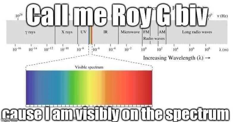 Call me Roy G Biv | image tagged in call me roy g biv | made w/ Imgflip meme maker