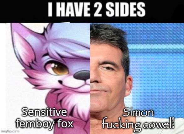 I have 2 sides | Simon fucking cowell | image tagged in i have 2 sides | made w/ Imgflip meme maker
