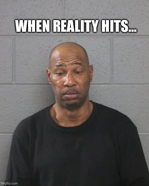 Life… | WHEN REALITY HITS… | image tagged in mugshot,funny,life,memes,relatable,reality | made w/ Imgflip meme maker