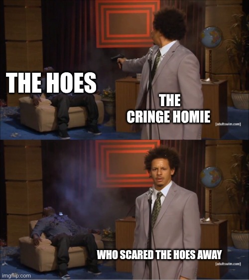 Why would they do this | THE HOES; THE CRINGE HOMIE; WHO SCARED THE HOES AWAY | image tagged in why would they do this | made w/ Imgflip meme maker