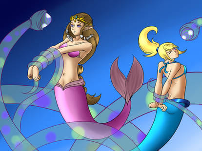 zelda and samus aran as mermaids Blank Meme Template