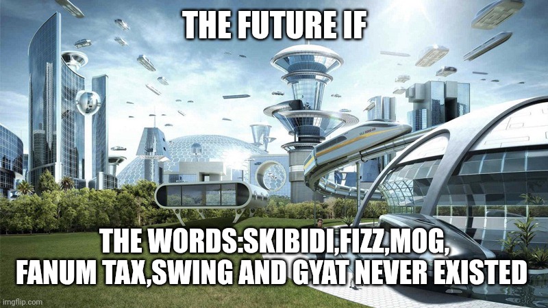 If Brain rot never existed | THE FUTURE IF; THE WORDS:SKIBIDI,FIZZ,MOG, FANUM TAX,SWING AND GYAT NEVER EXISTED | image tagged in the future world if | made w/ Imgflip meme maker