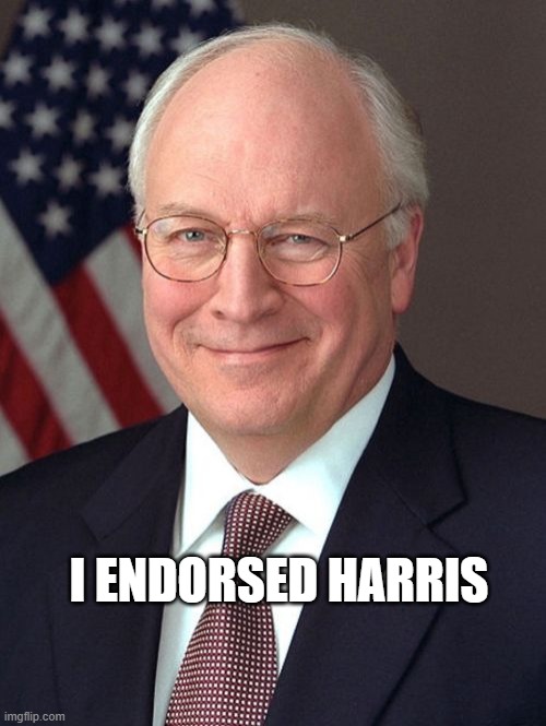Dick Cheney Meme | I ENDORSED HARRIS | image tagged in memes,dick cheney | made w/ Imgflip meme maker