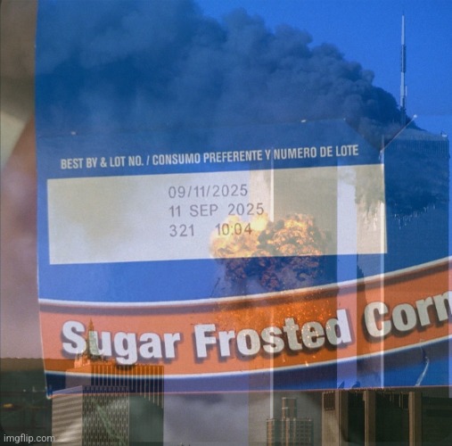 THIS BOX OF FROSTED FLAKES | image tagged in 9/11,frosted flakes | made w/ Imgflip meme maker