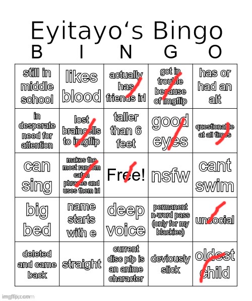 L6 | image tagged in eyitayo s msmg bingo | made w/ Imgflip meme maker