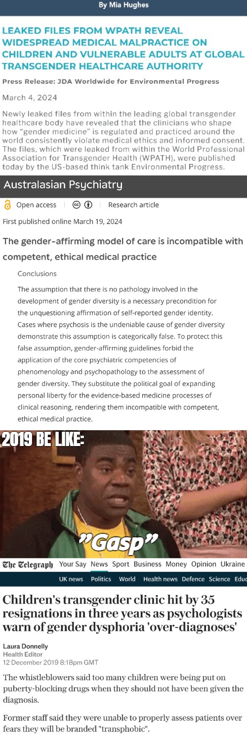 2019 BE LIKE:; "Gasp" | image tagged in identity politics,gender identity,science,healthcare,mental health | made w/ Imgflip meme maker