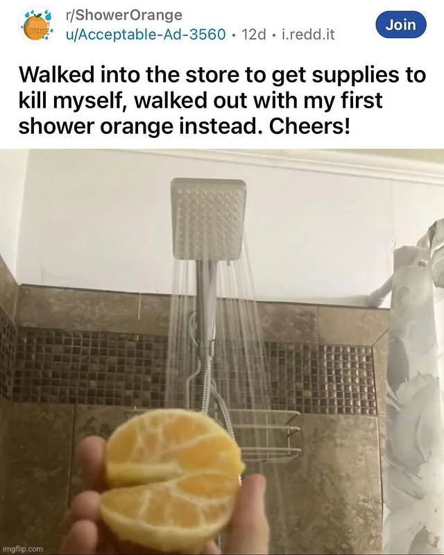 shower orange conversion | made w/ Imgflip meme maker