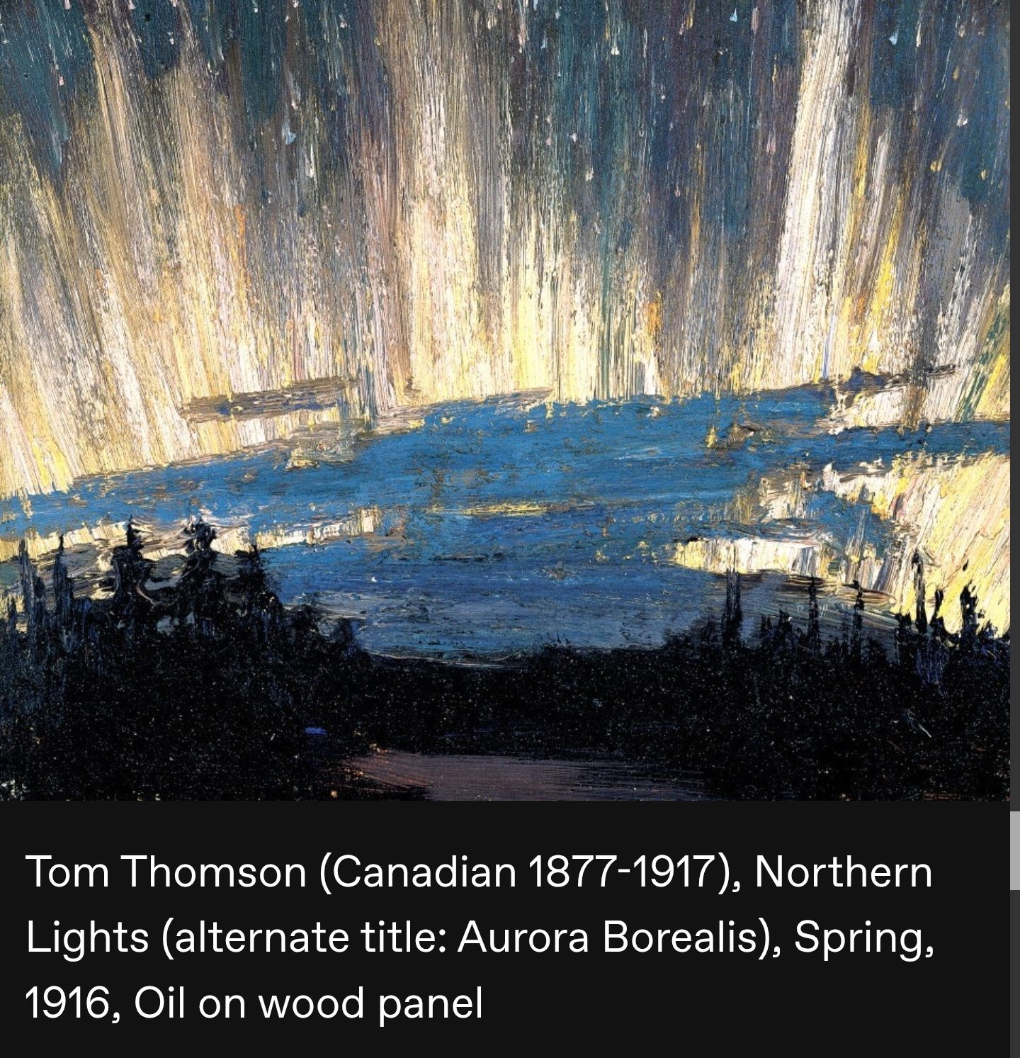 Northern Lights. Painting by Tom Thomson. Blank Meme Template