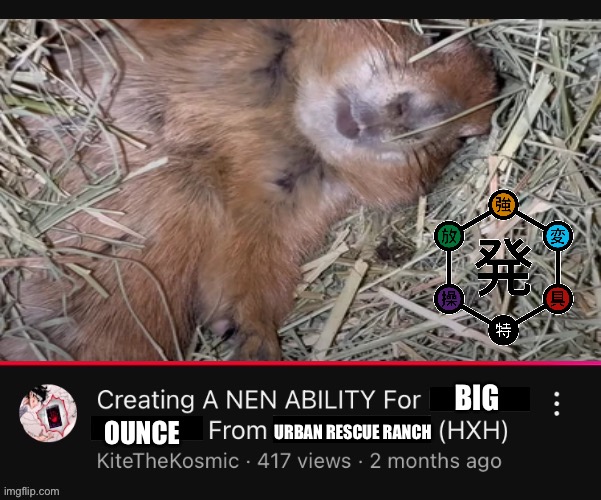 Creating a Nen Ability for (  ) from (  )  (HXH)  YouTube Video | BIG; OUNCE; URBAN RESCUE RANCH | image tagged in creating a nen ability for from hxh youtube video,memes,lol,anime meme,shitpost,funny | made w/ Imgflip meme maker