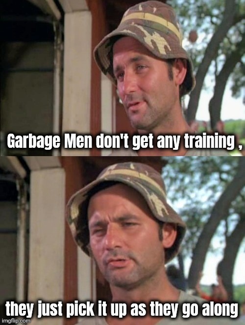 Everybody is a Star | Garbage Men don't get any training , they just pick it up as they go along | image tagged in carl tells a joke,labor,honest work,sanitation,press f to pay respects | made w/ Imgflip meme maker