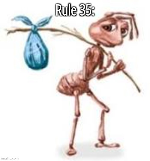 Sad ant with bindle | Rule 35: | image tagged in sad ant with bindle | made w/ Imgflip meme maker