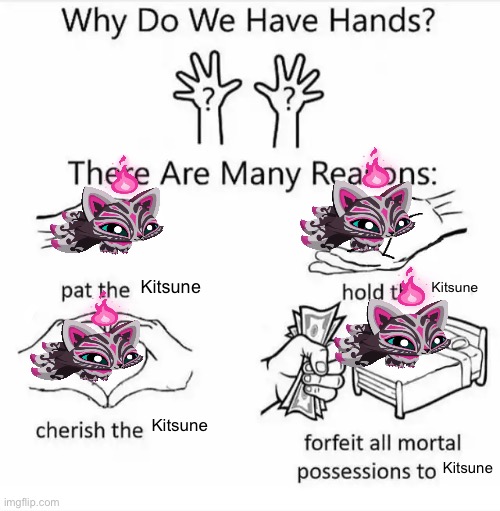 Why do we have hands?(dash tag) | Kitsune; Kitsune; Kitsune; Kitsune | image tagged in why do we have hands all blank | made w/ Imgflip meme maker