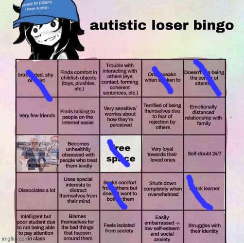 autistic loser bingo | image tagged in autistic loser bingo,msmg | made w/ Imgflip meme maker