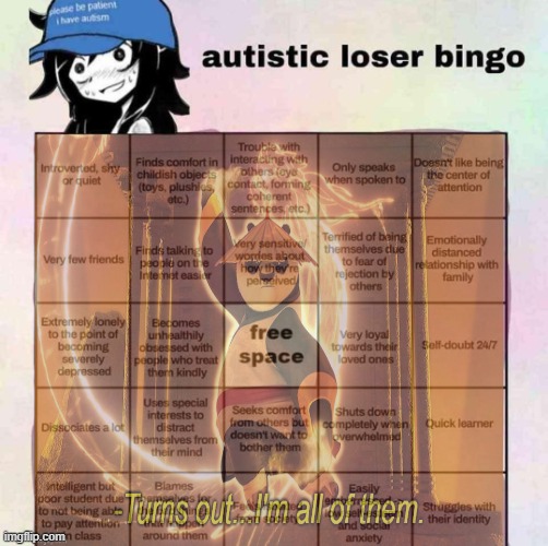 autistic loser bingo | image tagged in autistic loser bingo | made w/ Imgflip meme maker