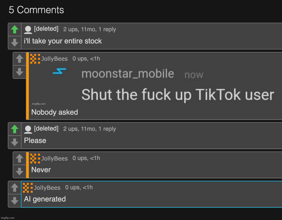 Reminder that moonstar is a year older than I am yet still does this dumbass shit all the time | made w/ Imgflip meme maker