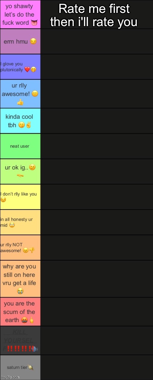 Rate me first then i'll rate you | made w/ Imgflip meme maker