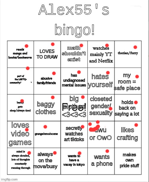 Ts bingo pmo | image tagged in alex55's bingo | made w/ Imgflip meme maker