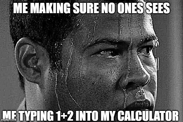 . | ME MAKING SURE NO ONES SEES; ME TYPING 1+2 INTO MY CALCULATOR | image tagged in schoolrelated | made w/ Imgflip meme maker