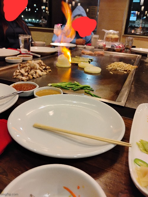 At a habachi rn for my mom's birthday | made w/ Imgflip meme maker