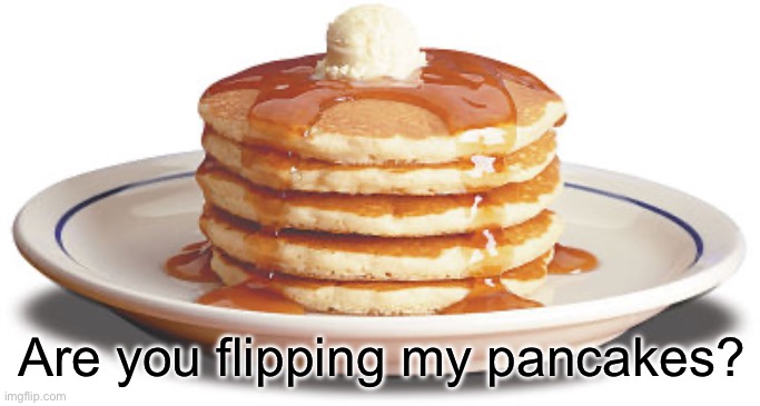 Stack of Pancakes | Are you flipping my pancakes? | image tagged in stack of pancakes | made w/ Imgflip meme maker