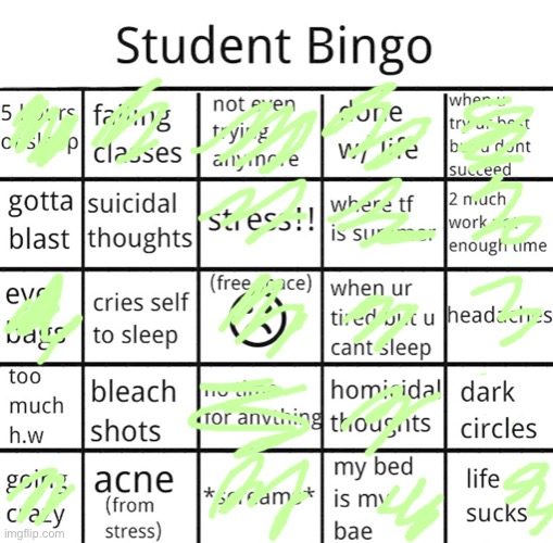 *1000 yard stare* | image tagged in student bingo | made w/ Imgflip meme maker