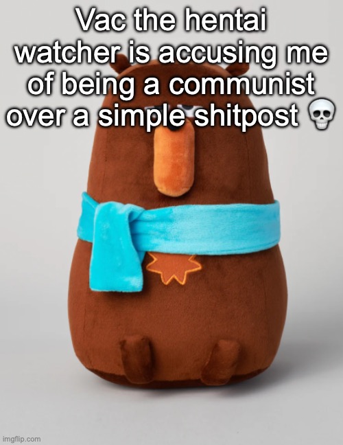 Lowkey how mentally challenged is this mf | Vac the hentai watcher is accusing me of being a communist over a simple shitpost 💀 | image tagged in falstaff plush | made w/ Imgflip meme maker