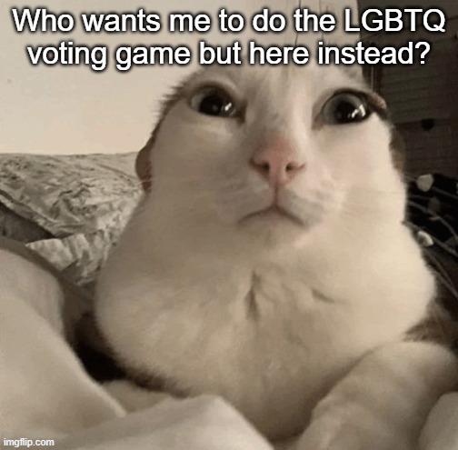 goober | Who wants me to do the LGBTQ voting game but here instead? | image tagged in goober | made w/ Imgflip meme maker