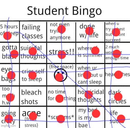 I don't even do school anymore back when I did this would be a blackout | image tagged in student bingo | made w/ Imgflip meme maker