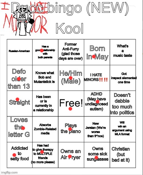 I love salty and sour food don't judge me lmao | image tagged in ducc bingo new | made w/ Imgflip meme maker