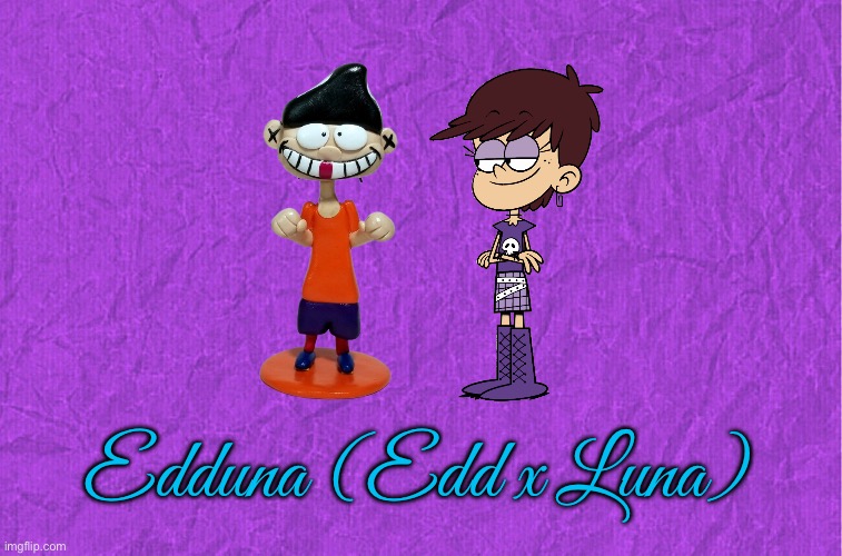 Edduna (Edd x Luna) | Edduna (Edd x Luna) | image tagged in generic purple background,the loud house,ed edd n eddy,cartoon network,loud house,nostalgia | made w/ Imgflip meme maker