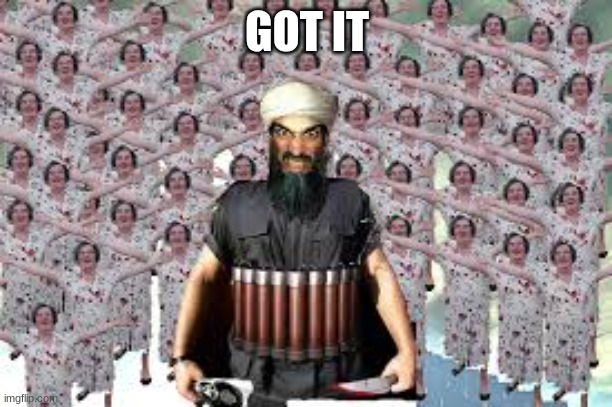 suicide bomber | GOT IT | image tagged in suicide bomber | made w/ Imgflip meme maker