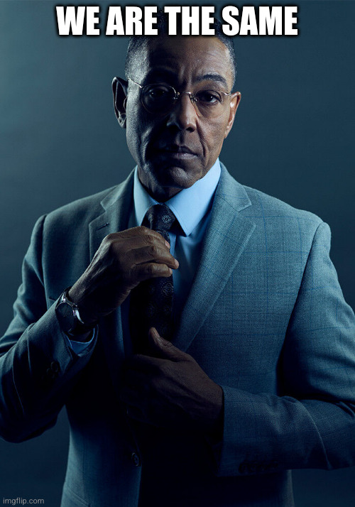 Gus Fring we are not the same | WE ARE THE SAME | image tagged in gus fring we are not the same | made w/ Imgflip meme maker