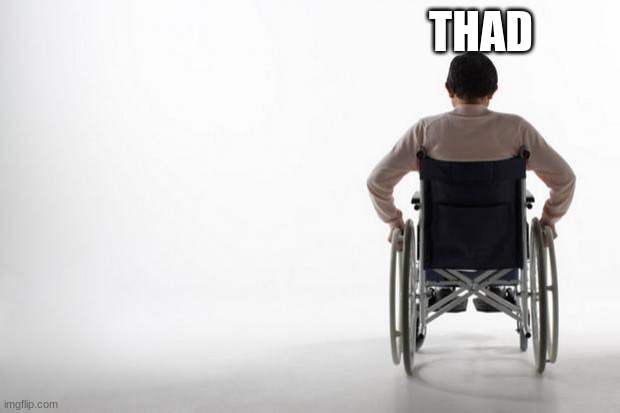 wheelchair | THAD | image tagged in wheelchair | made w/ Imgflip meme maker