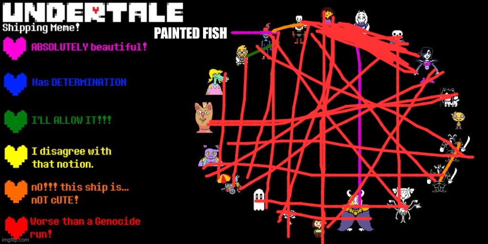 Undertale Shipping Meme | PAINTED FISH | image tagged in undertale shipping meme | made w/ Imgflip meme maker